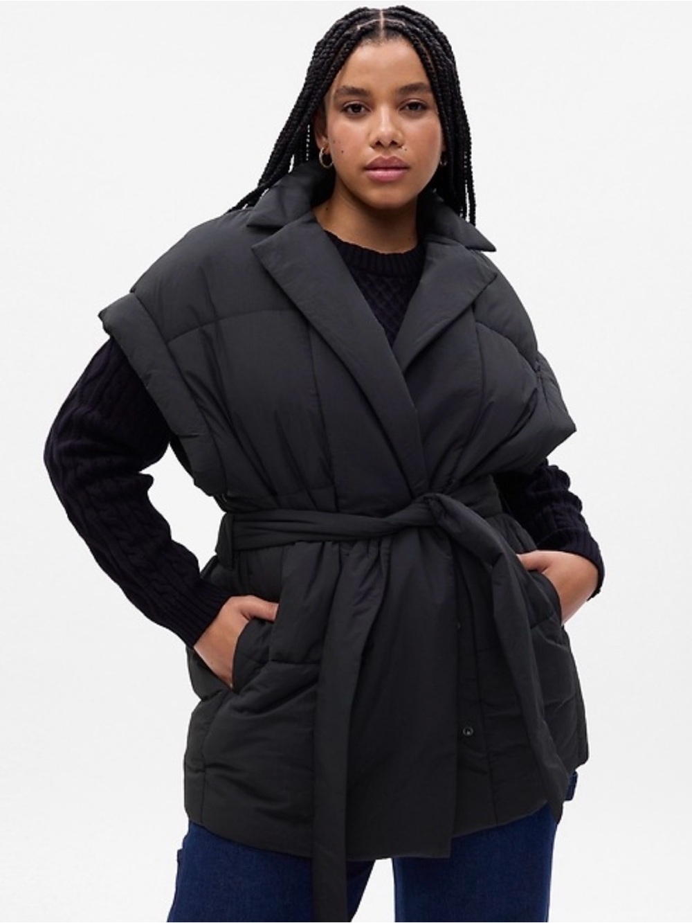 GAP Duvet Wrap Oversized Belted Puffer Vest